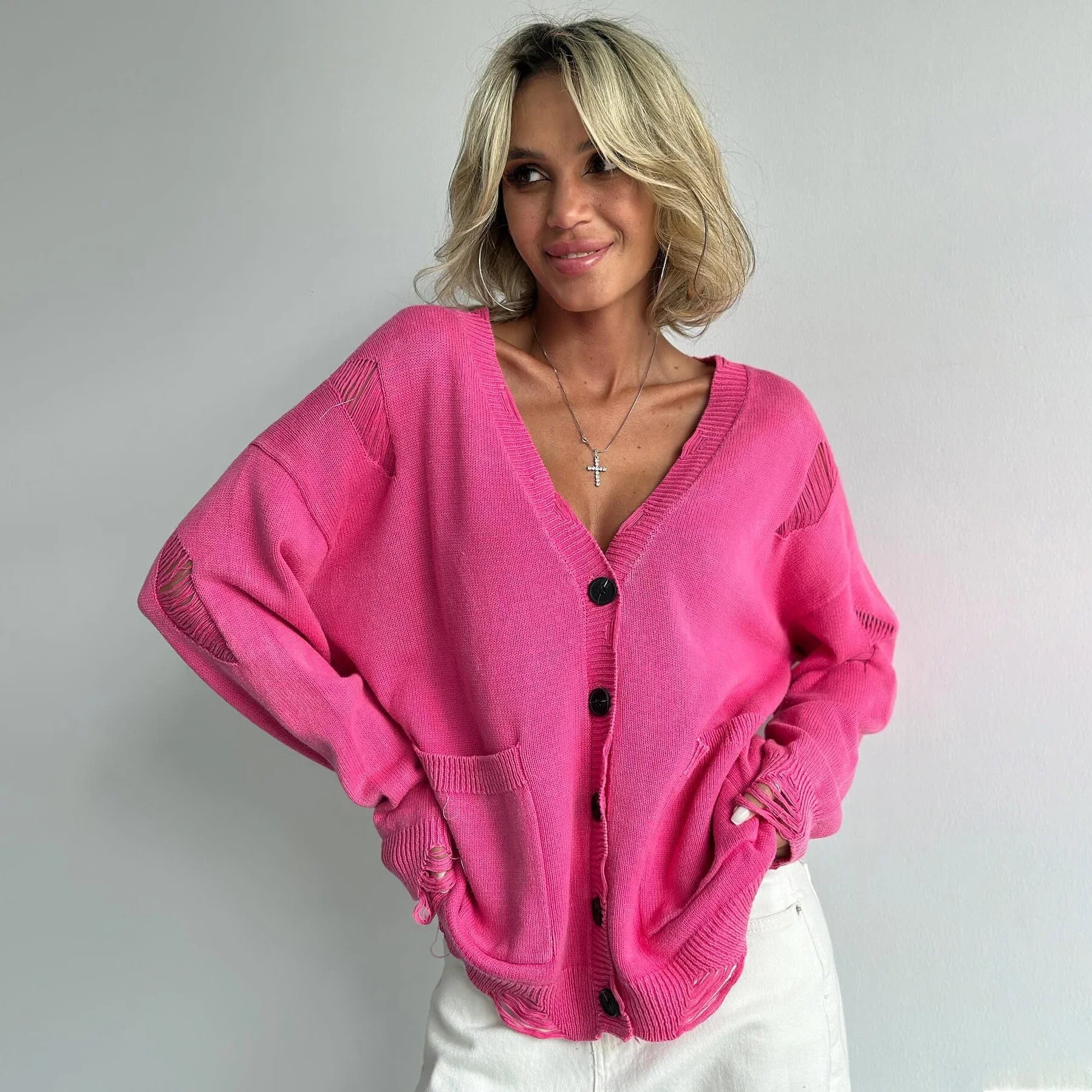 Retro Oversized Soft Button Knitted Cardigan