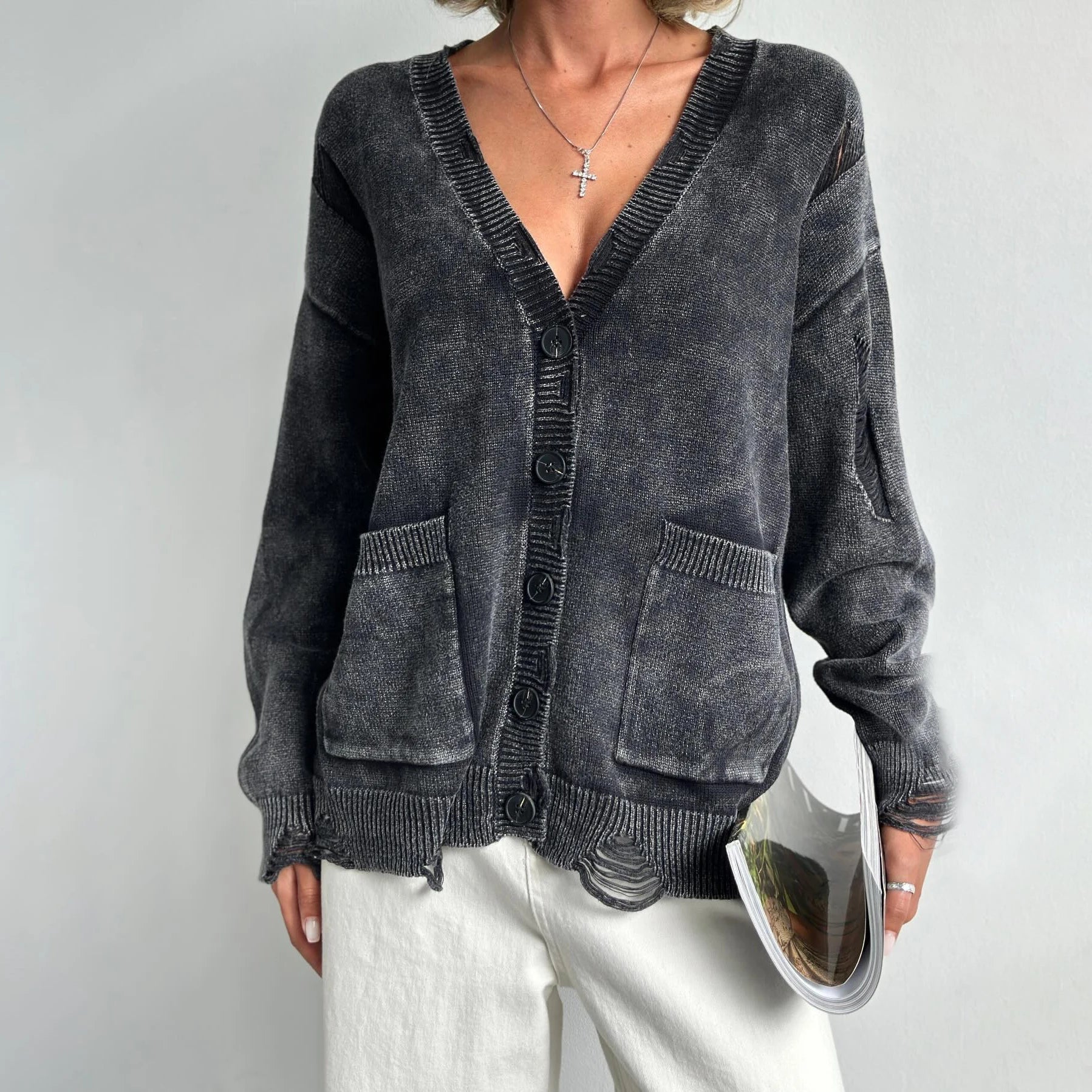 Retro Oversized Soft Button Knitted Cardigan