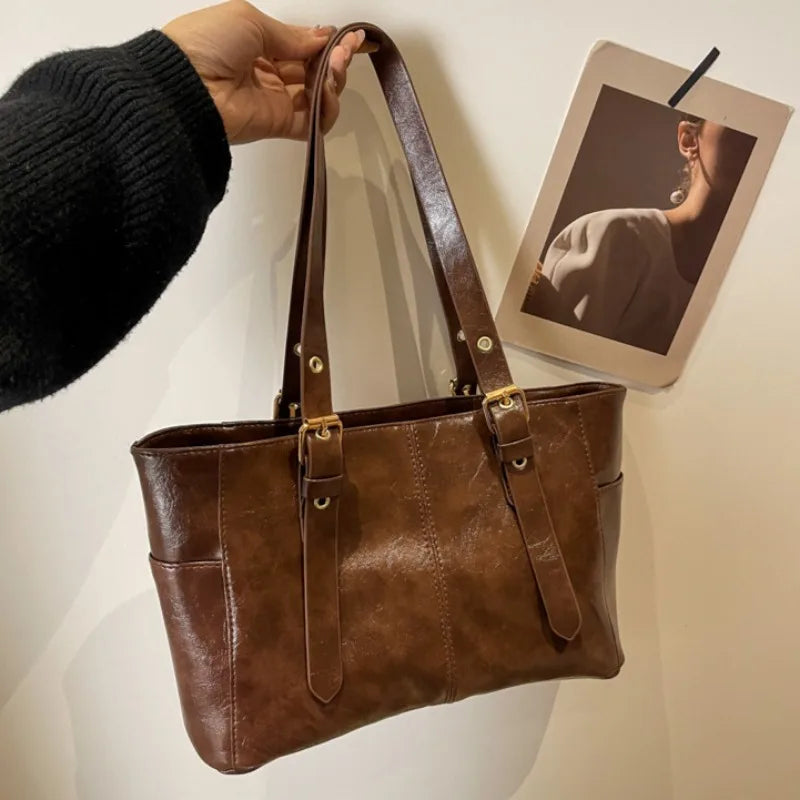 Korean Retro PU Leather Shoulder Bag