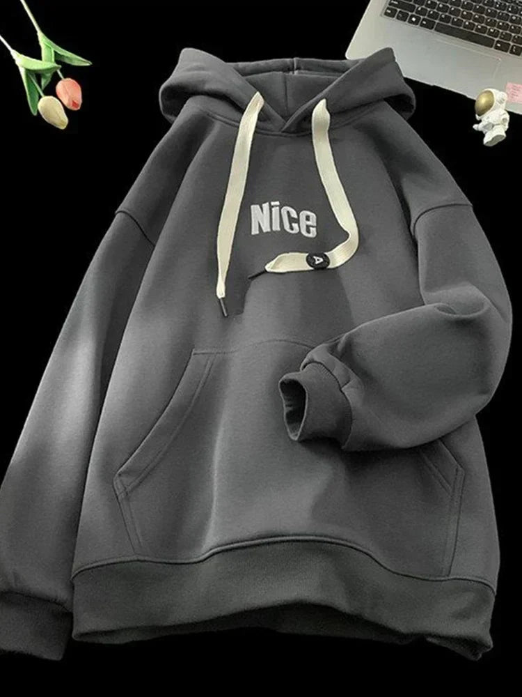 Nice Letter Print Cotton Fleece Hoodie