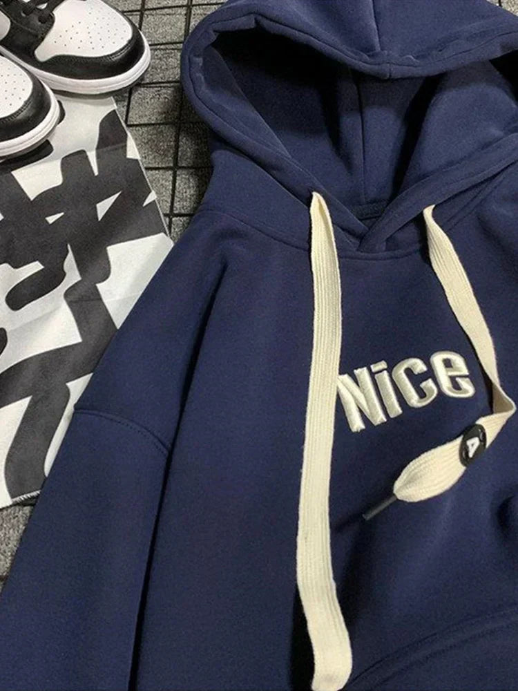 Nice Letter Print Cotton Fleece Hoodie