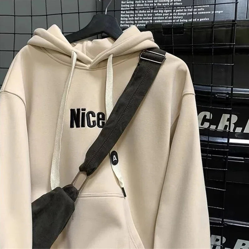 Nice Letter Print Cotton Fleece Hoodie