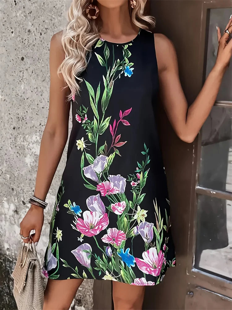 Casual Vintage Boho Floral Print Summer Bodycon Floral Dress