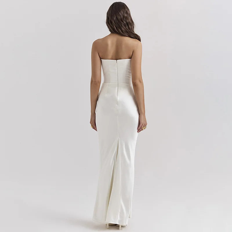 Satin Strapless Ruched Mermaid Gown 6