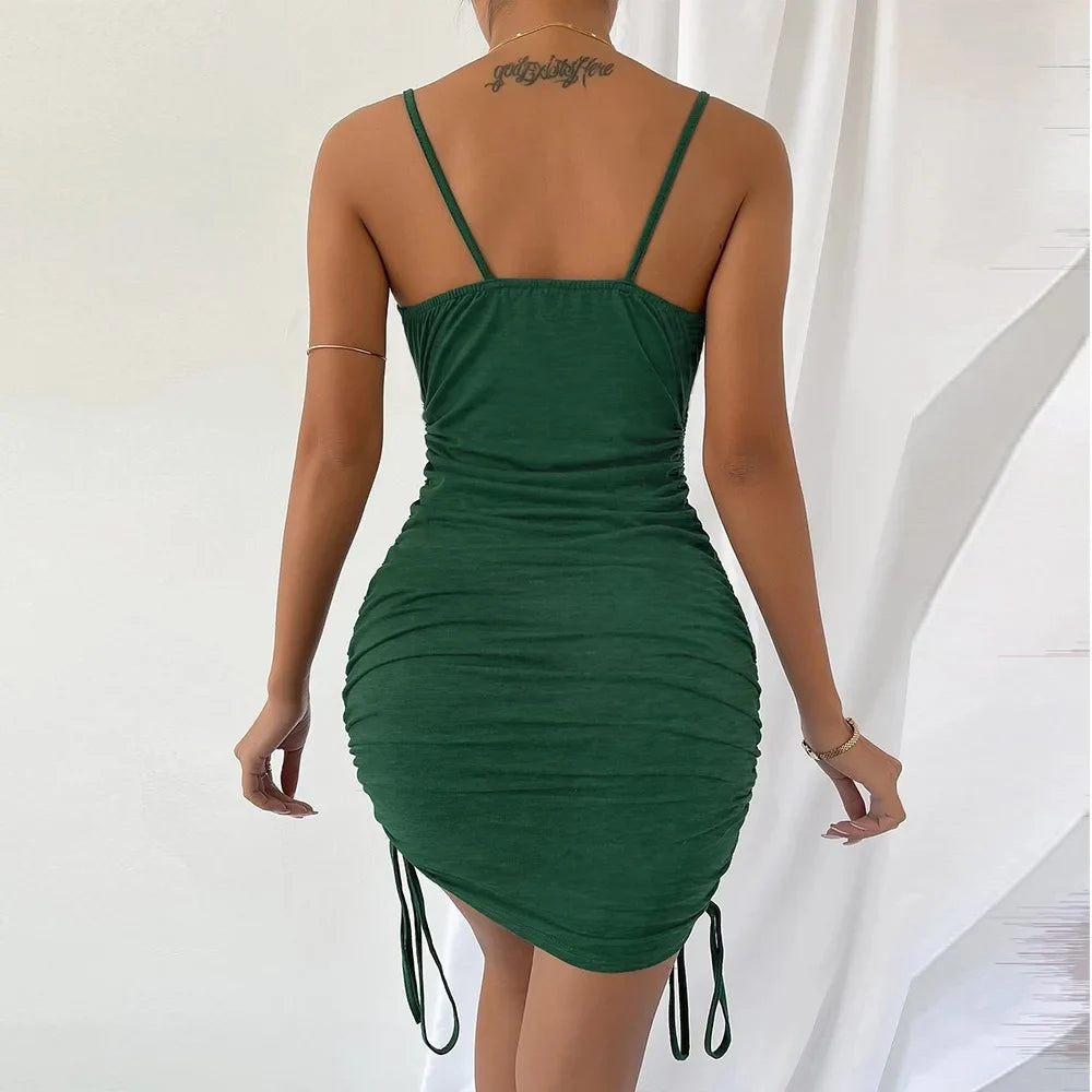 Sweetheart Ruched Drawstring Bodycon Mini Dress 2