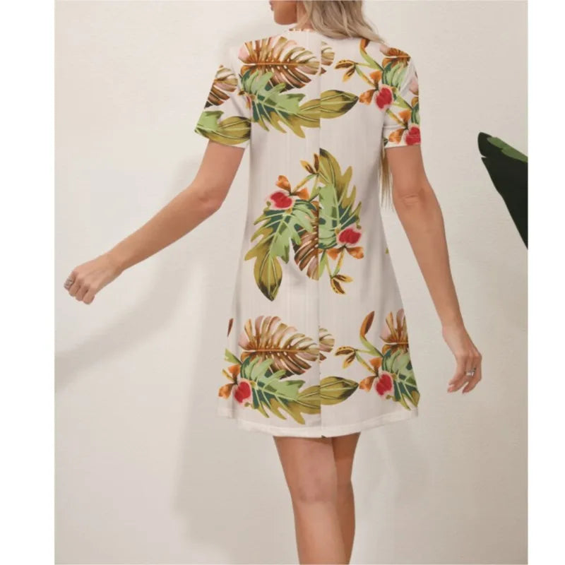 Latest Summer Fashion Floral Print Round Neck Dress