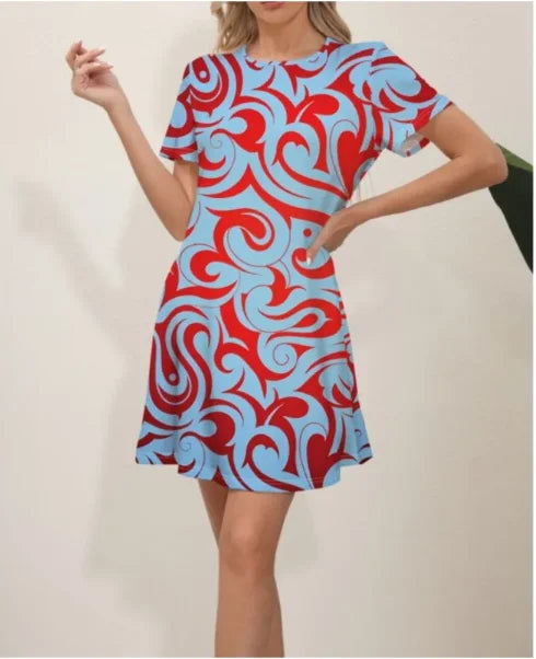 Latest Summer Fashion Floral Print Round Neck Dress