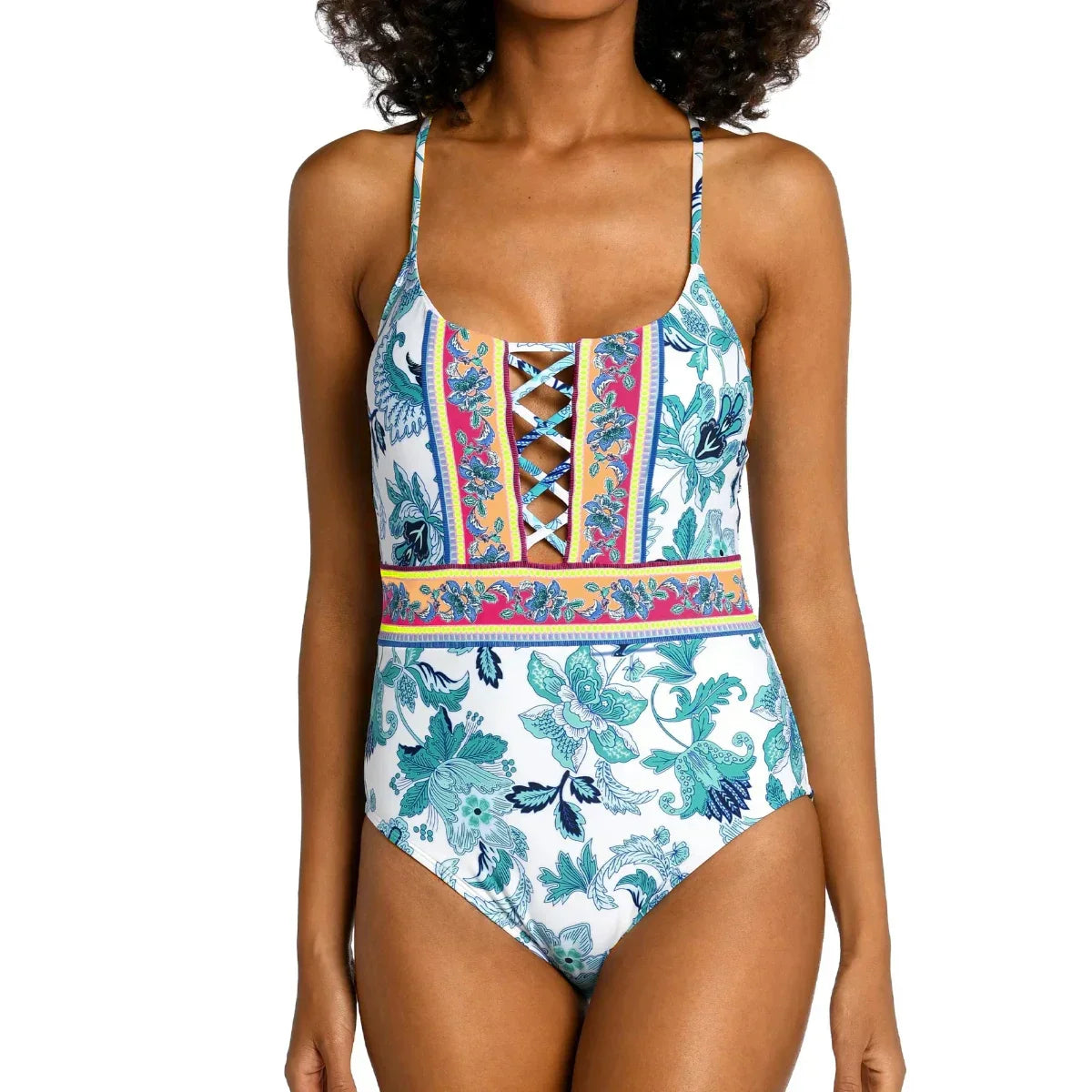 V-Neck Push Up Cross One Piece Swimsuit