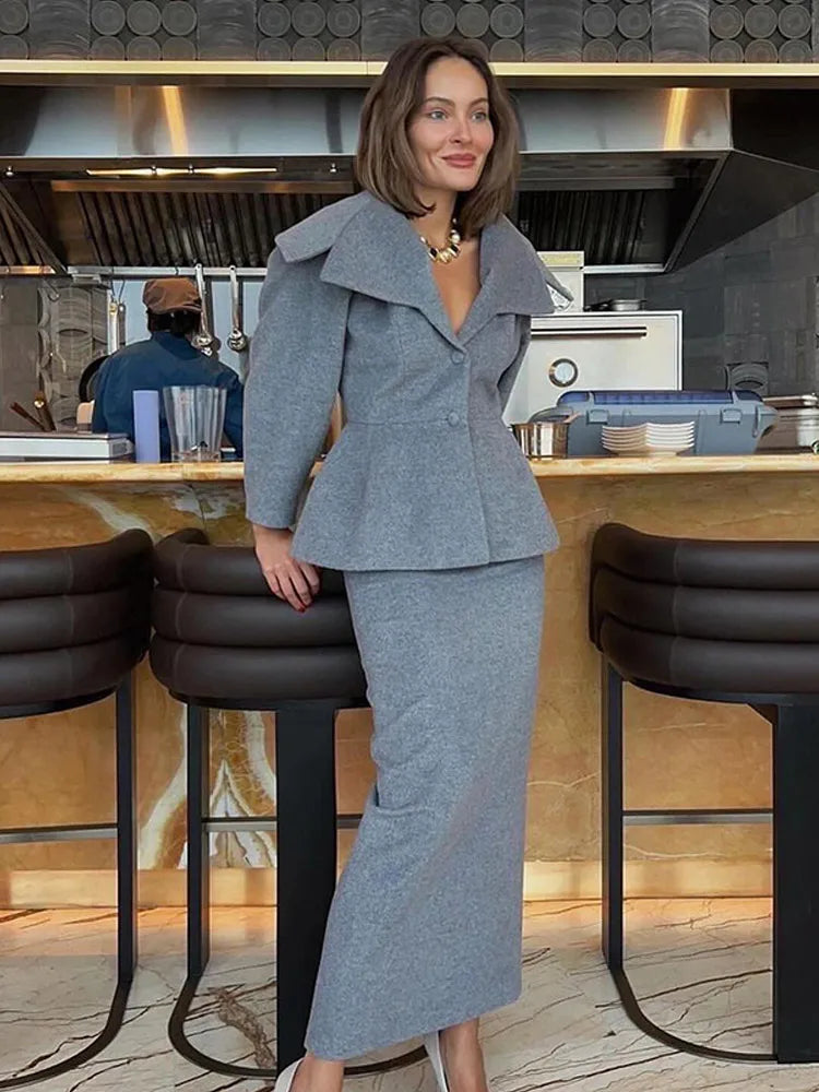 Grey Wool Blends Coat