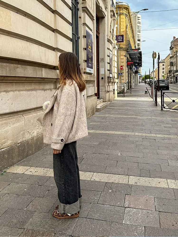 Thick Woolen Cropped Coat