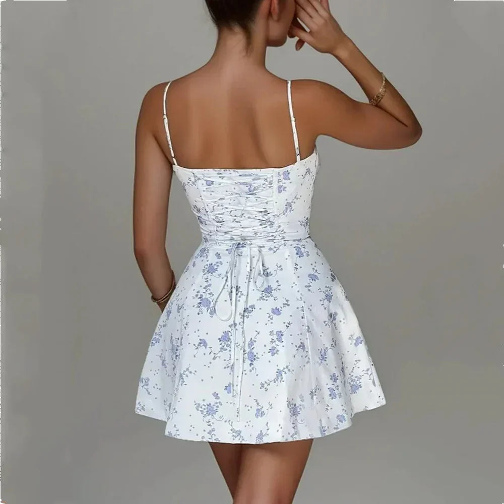 Floral Print Sweetheart Corset A-Line Mini Dress 2