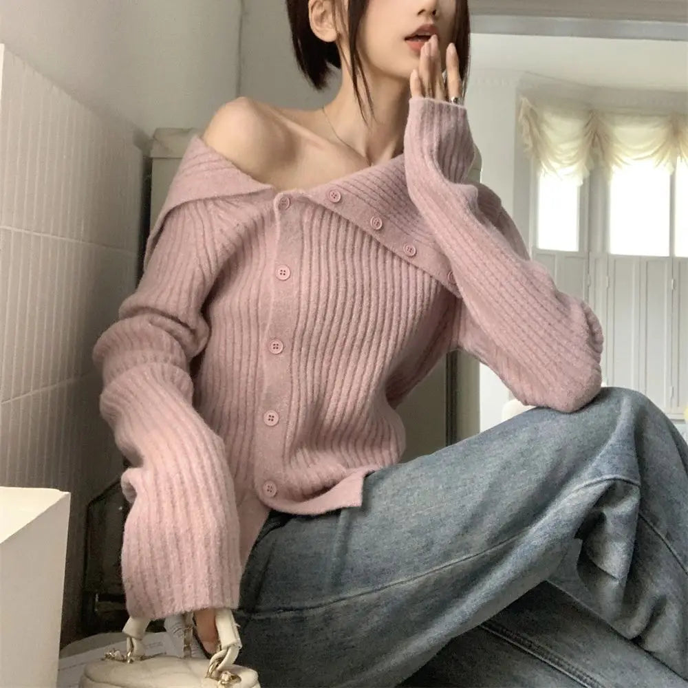 Utton Off Shoulder Gray Sweater 2