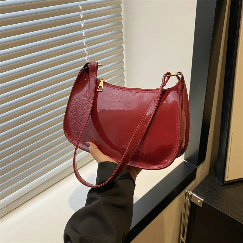 Patent Leather Versatile Fashion Shoulder Bag