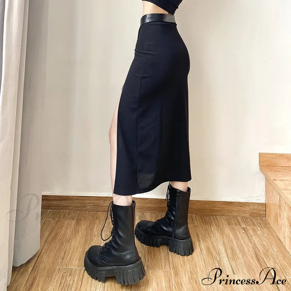 New Black Sexy Irregular Women Summer Charm Split Long Slim Party Bodycon Skirt