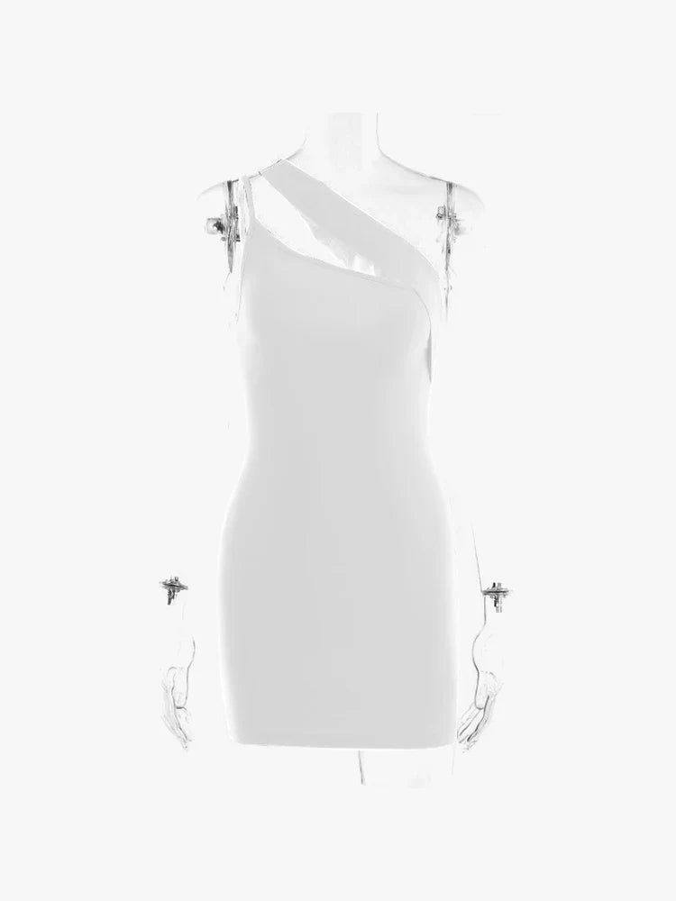 Asymmetric One-Shoulder Sleeveless Bodycon Mini Dress 8