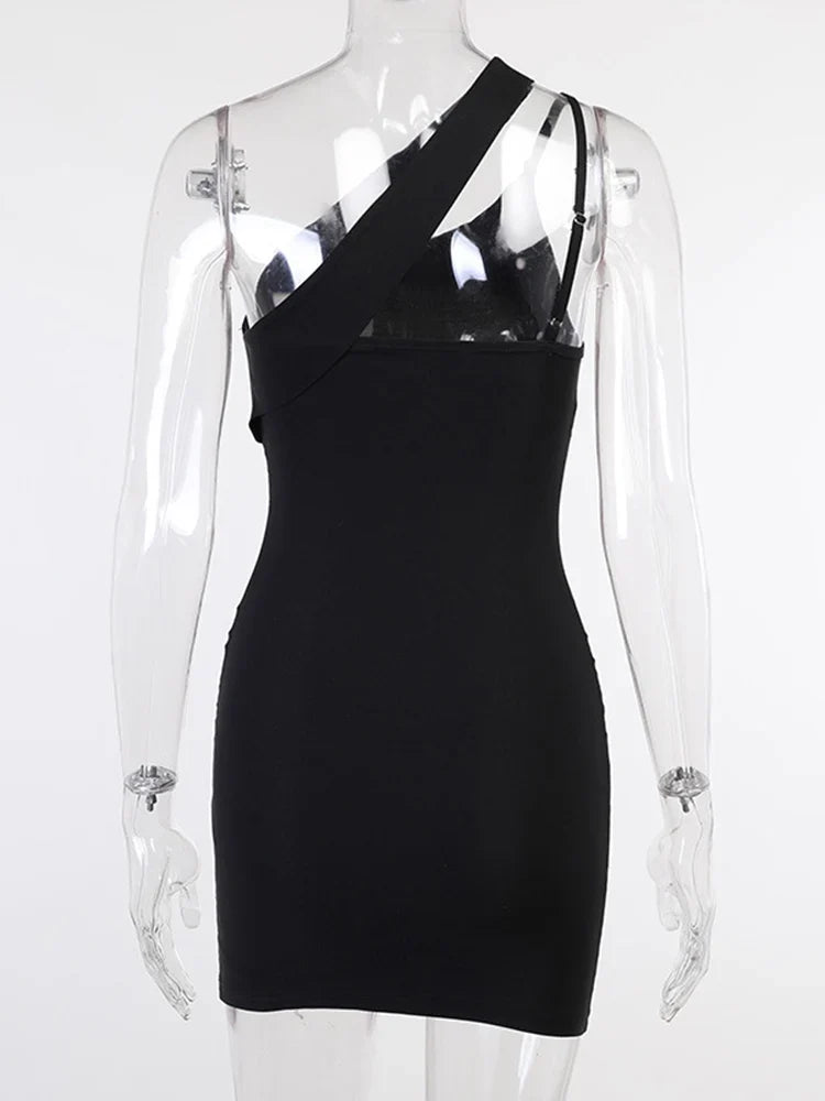 Asymmetric One-Shoulder Sleeveless Bodycon Mini Dress 5