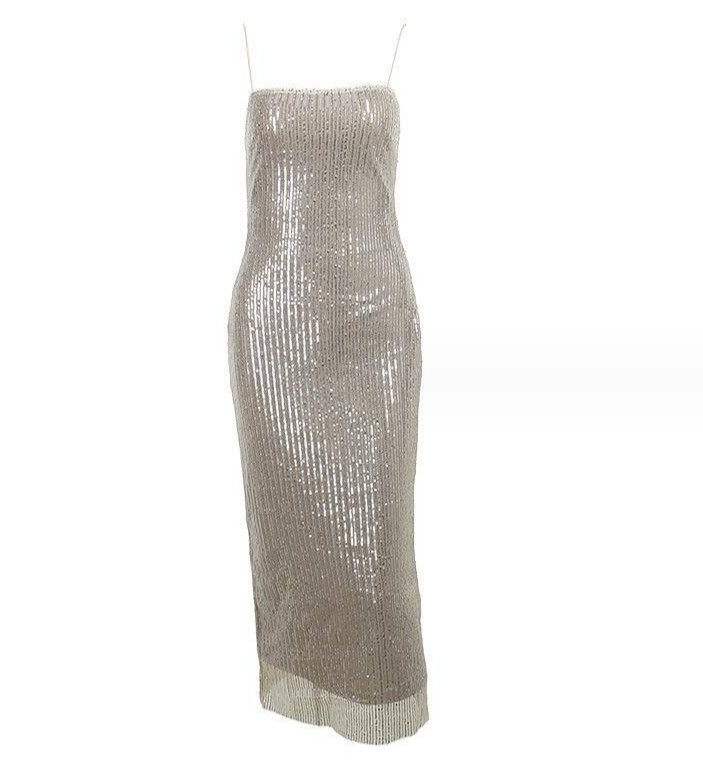 Cafe Au Lait Beaded Maxi Dress - Fashionpara