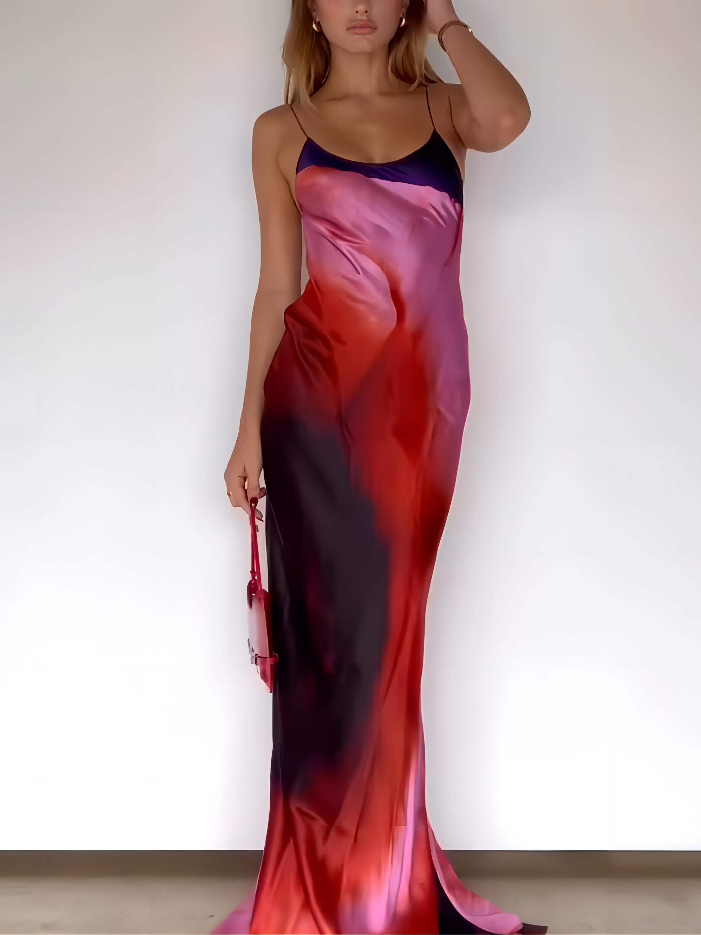 Abstract Floral Halter Maxi Dress - Fashionpara
