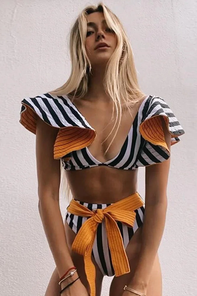 Print Push Up High Waist Bikini Set