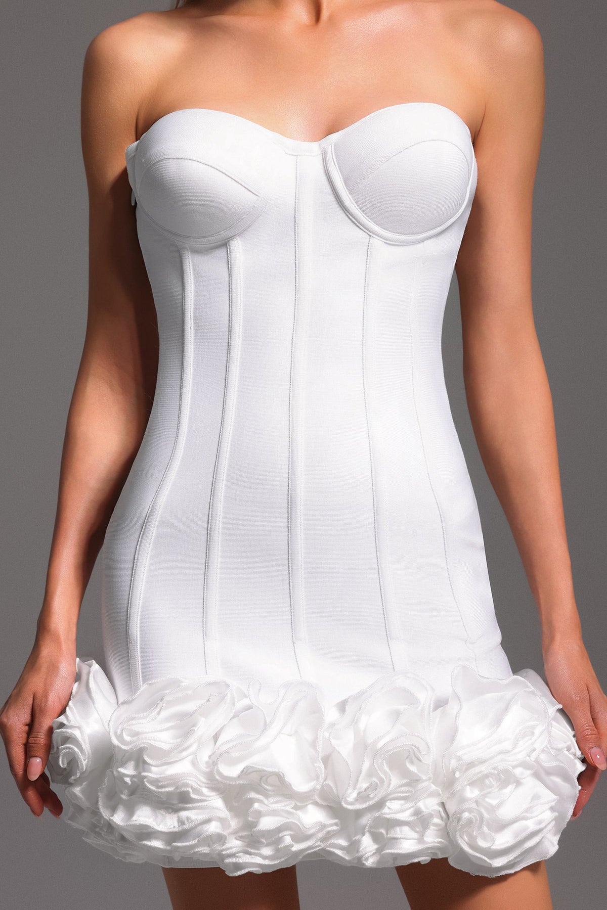 Bandage Strapless Sweetheart Corset Rosette Bodycon Mini Dress - View 5