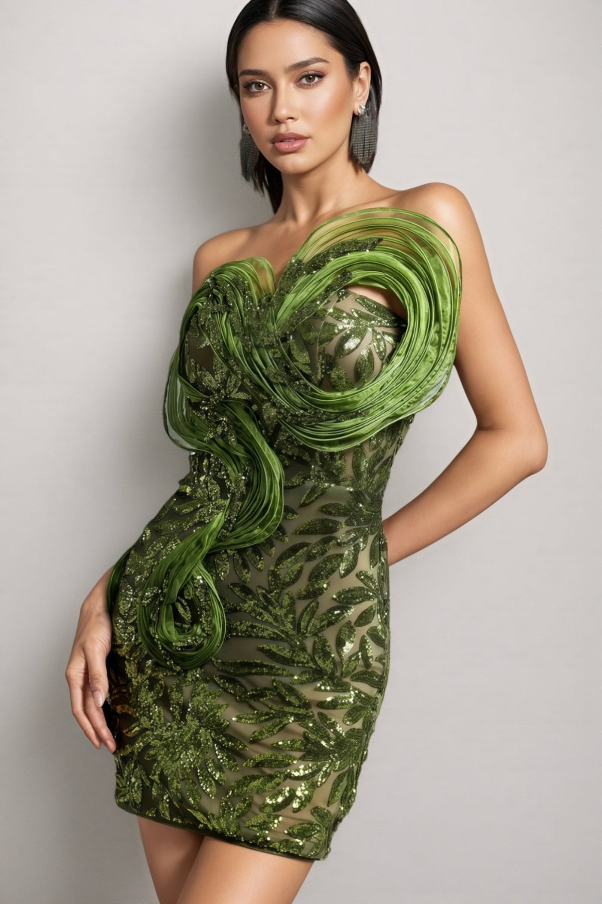 Sequin Strapless Sweetheart Rosette Bodycon Mini Dress - View 4