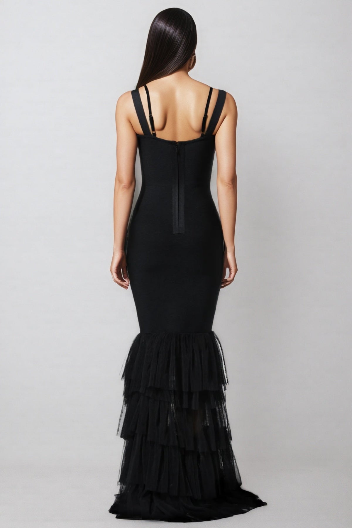 Rheak Fish Tail Mesh Yarn Bandage Maxi Dress - View 5