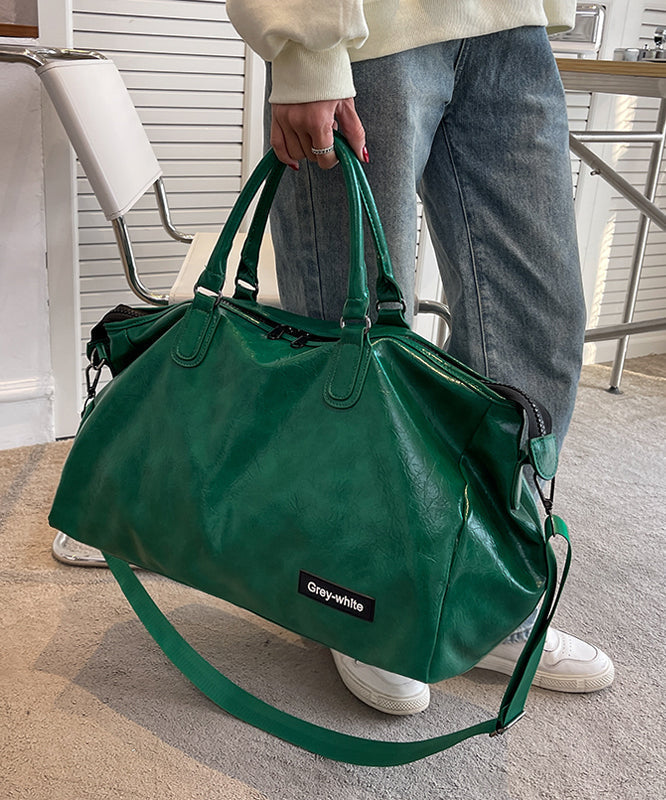 Green Large Capacity Faux Leather Tote Handbag