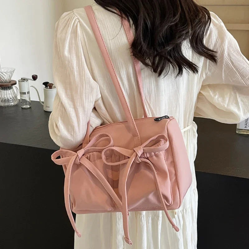 Korean Bow Nylon Foldable Shoulder Bag