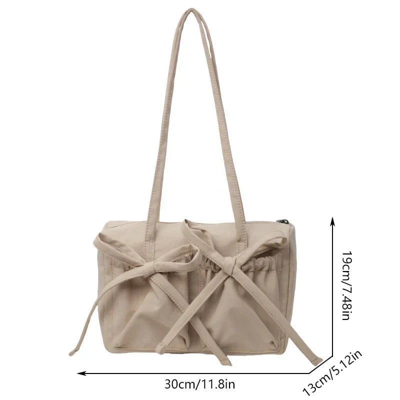 Korean Bow Nylon Foldable Shoulder Bag