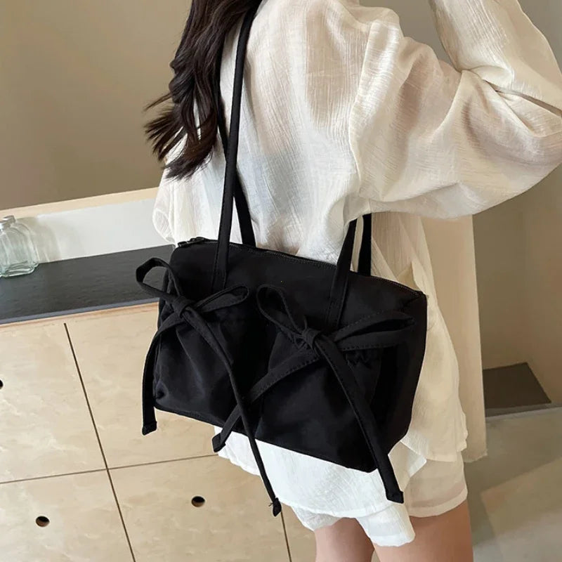 Korean Bow Nylon Foldable Shoulder Bag