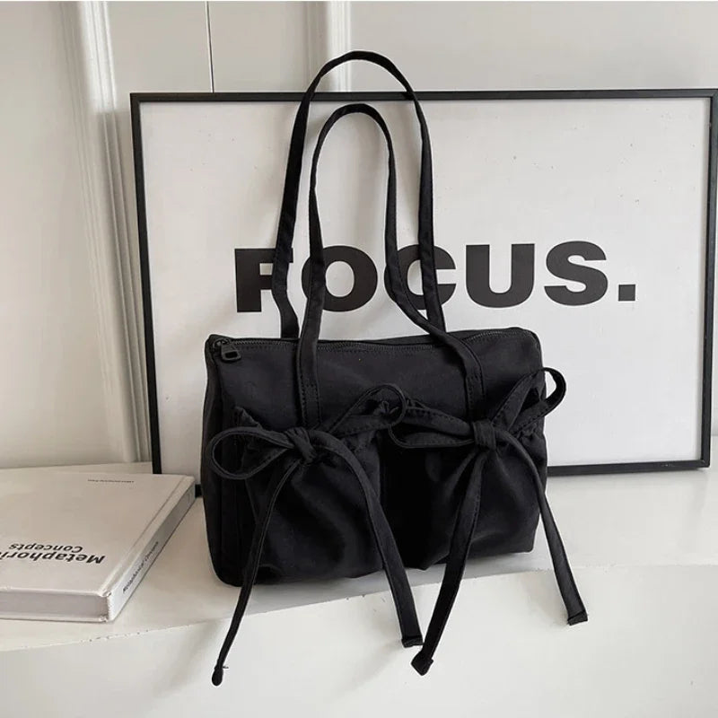Korean Bow Nylon Foldable Shoulder Bag