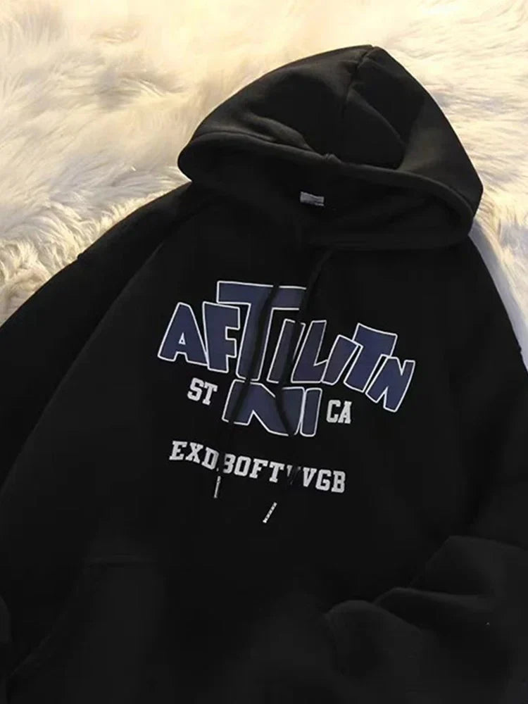 Letter Print Cotton Hoodie