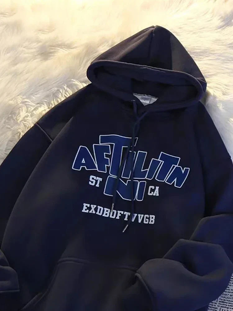 Letter Print Cotton Hoodie