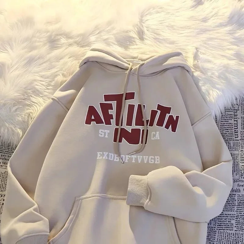 Letter Print Cotton Hoodie