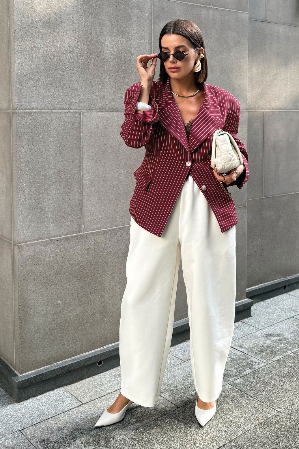 Tailored Striped Blazer Coat for Sophisticated Style