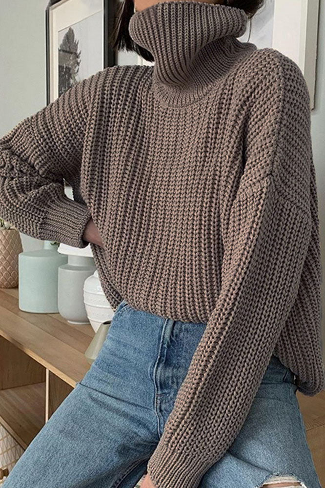 Leave It All Behind Cropped Turtleneck Sweater in Style
