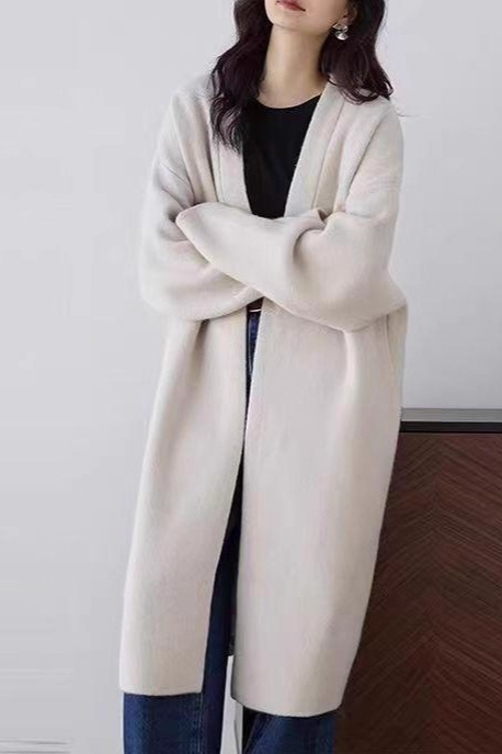 Slouchy Knit Oversized Thick Knee-Length Overcoat - Fashionpara
