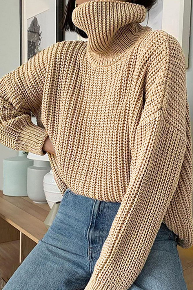 Leave It All Behind Cropped Turtleneck Sweater in Style