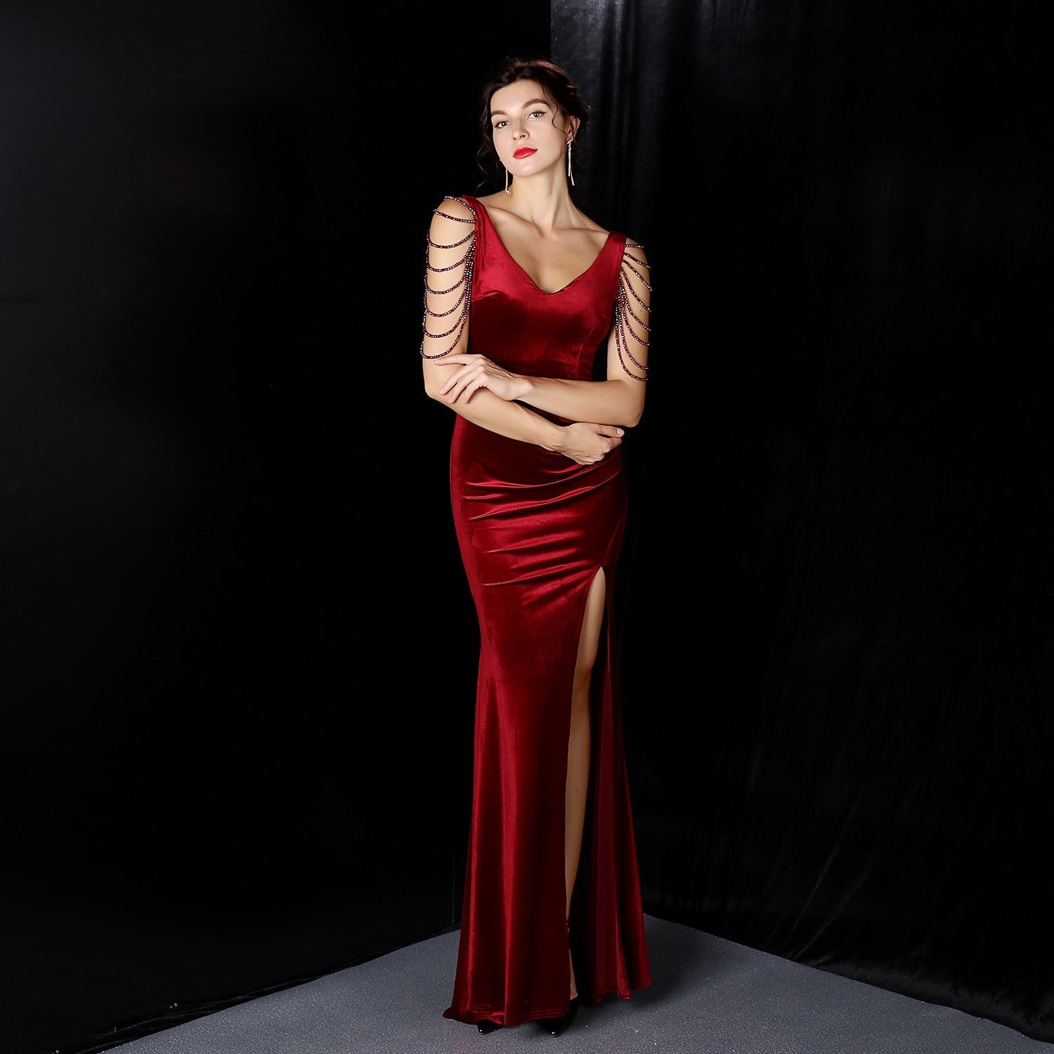 Avery Good Quality Velvet Formal Dress - Fashionpara