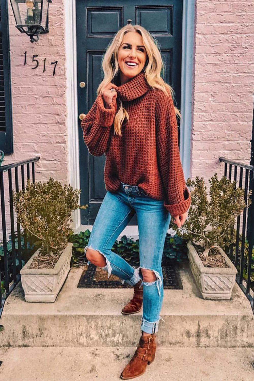 RadyRin Loose High Neck Sweater for Effortless Style