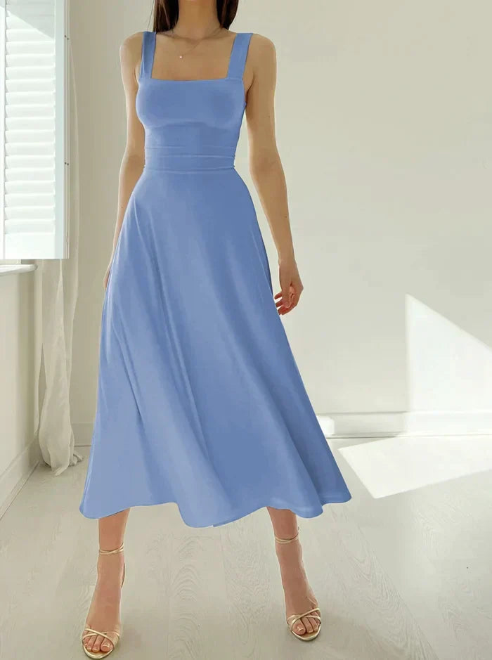 Square Neck Sleeveless Princess Seam A-Line Midi Dress - View 10