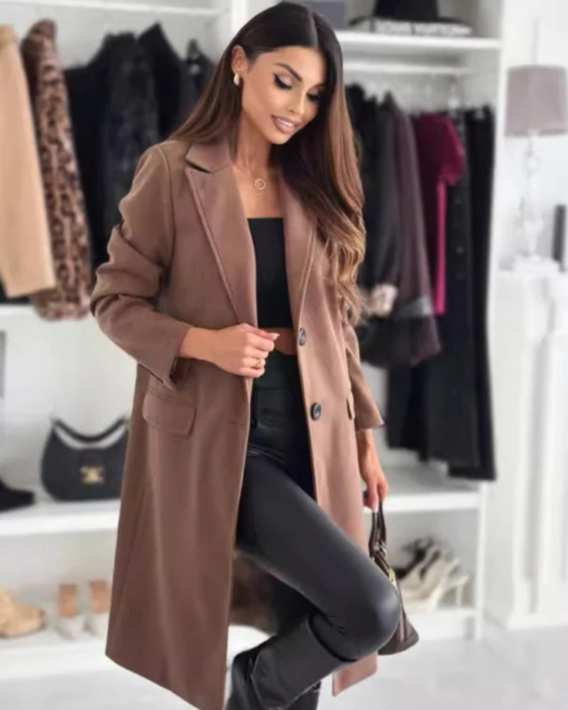 Notch Lapel Double Breasted Longline Coat 4