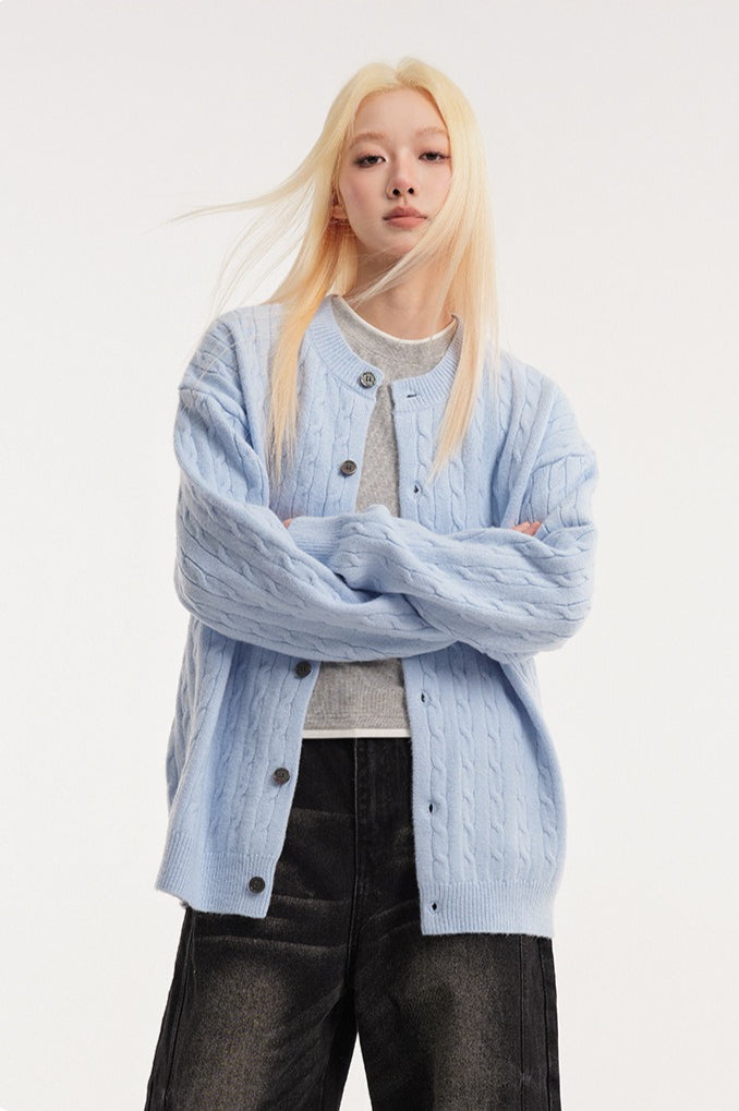 Relaxed Fit Cable Cardigan 2