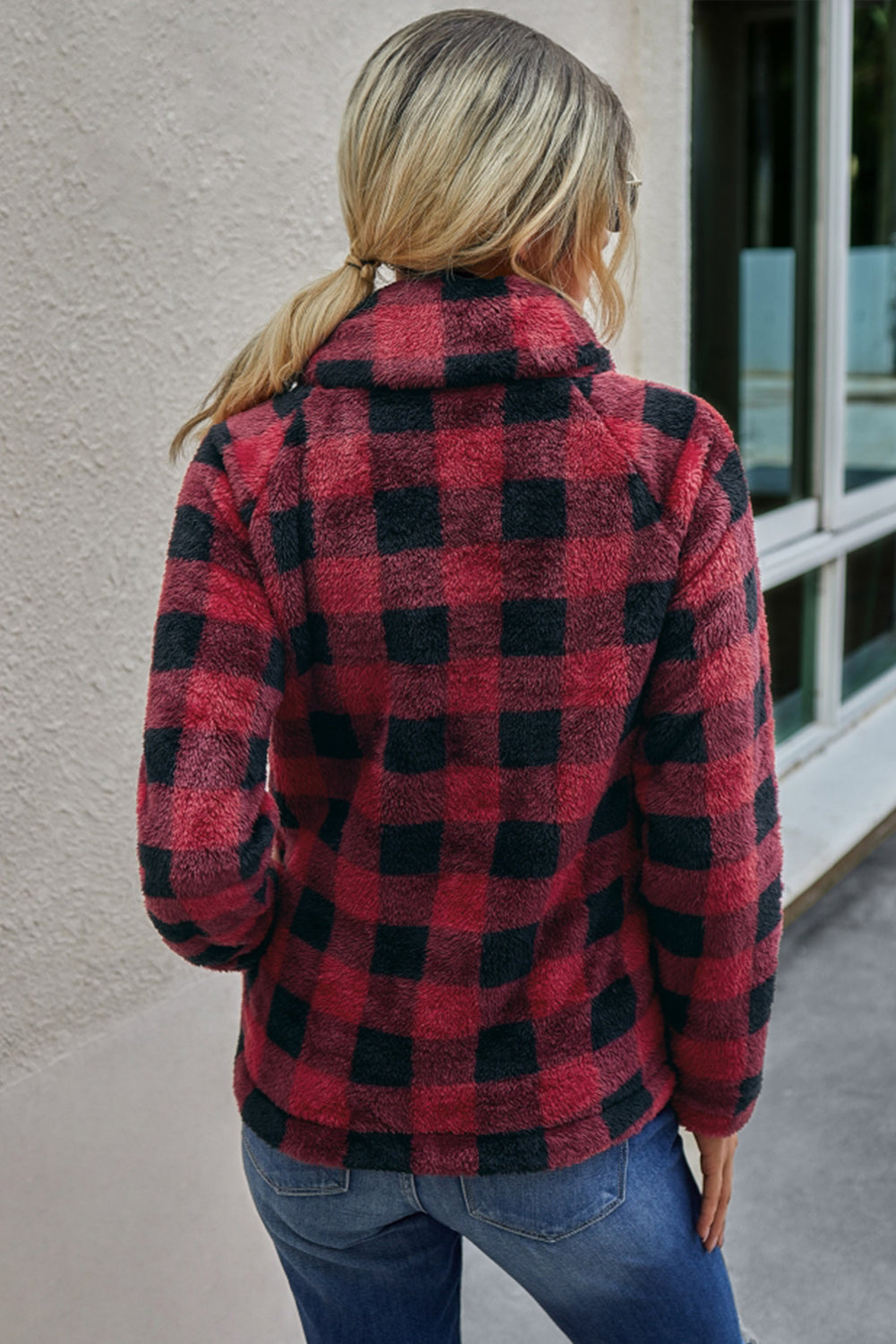 RadyRin Diagonal Plaid Zipper Sweater for Stylish Comfort
