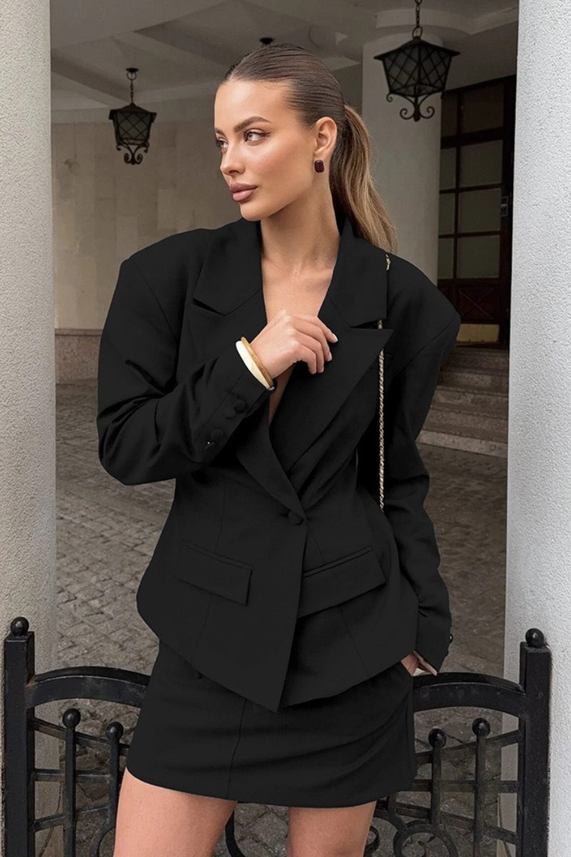 Belted Short Blazer Coat - Fashionpara