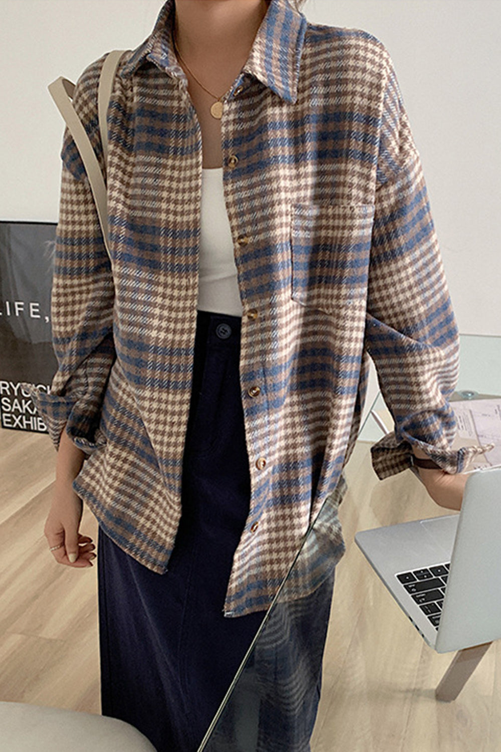 Thickened Tweed Plaid Coat for Cozy Fall Styling