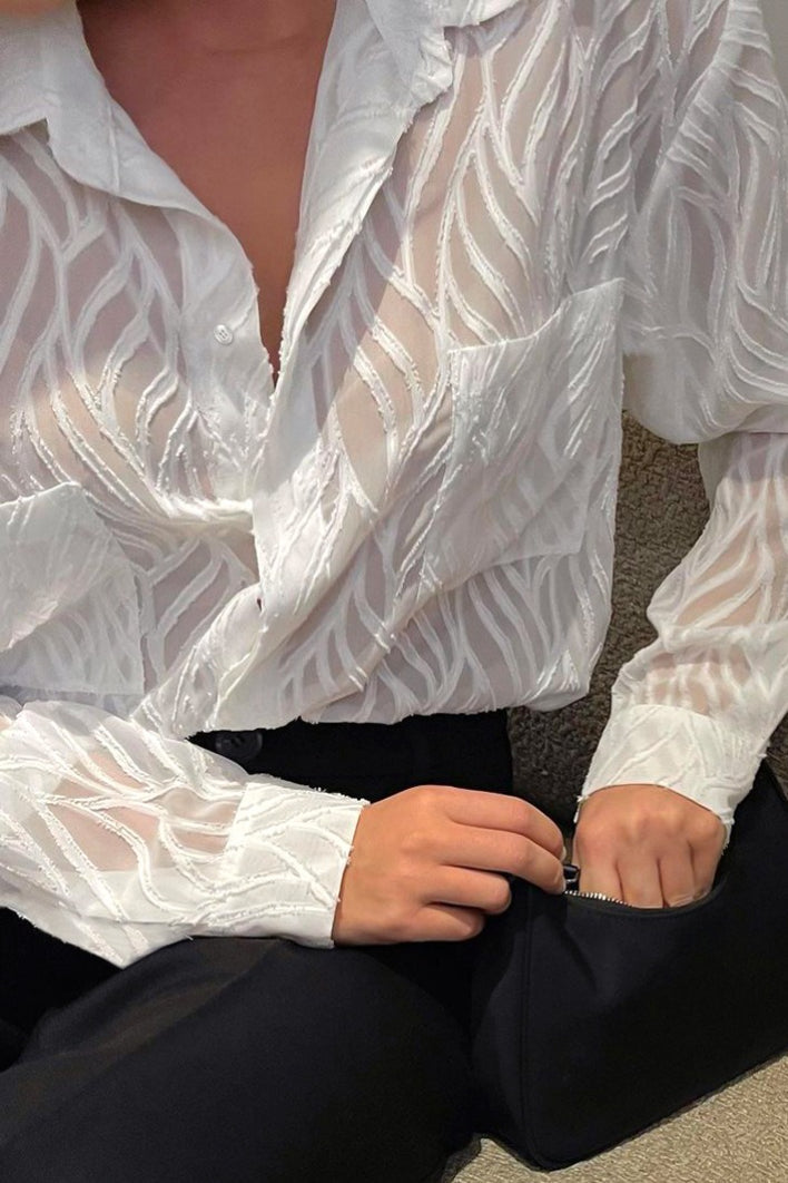Textured Sheer Chiffon Blouse