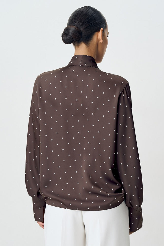 Polka Dot Tie Neck Blouse