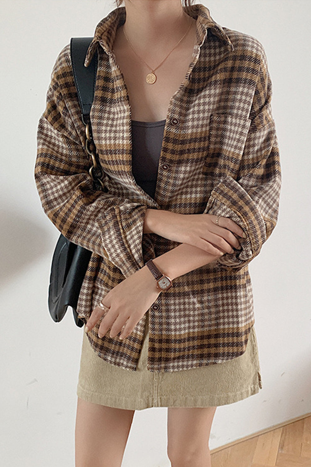 Thickened Tweed Plaid Coat for Cozy Fall Styling