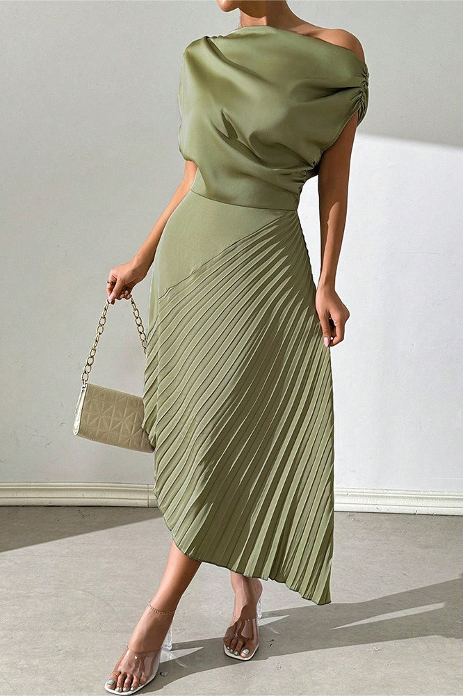 Chic Asymmetric Off Shoulder Ruched Irregular Formal Dress